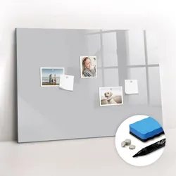 MAGNETTAFEL 100x70 Hellgrau schwarzer Marker