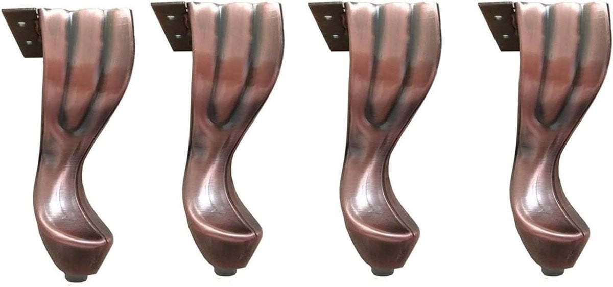 Meubelpoten Rood Brons met Rubberen Pads - 14 cm
