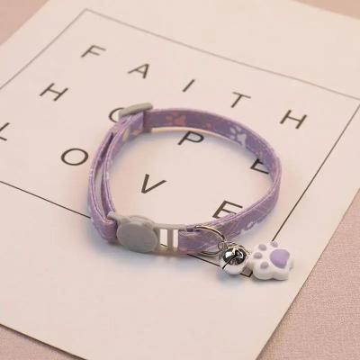 Inspired Living Adjustable Paw Print Breakaway Pet Collar With Bell For Cats & Small Dogs 1pc Purple A