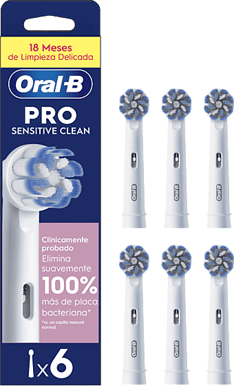 Recambio para cepillo dental - Oral-B Pro Sensitive Clean, Cabezales de recambio, Dientes y encías sensibles, Pack 6 unidades, Blanco