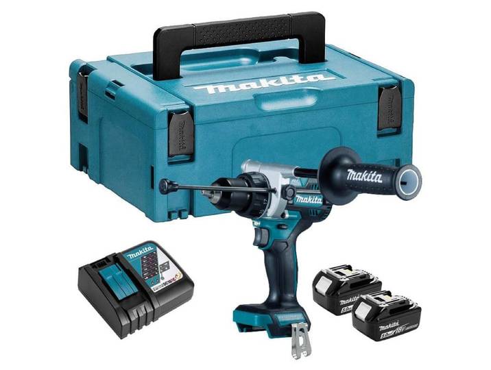 Perceuse visseuse à percussion MAKITA DHP486RTJ 18V - 2 batteries Li-ion 5 Ah + chargeur rapide + MAKPAC