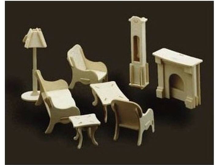 T & F creations 822 - Bouwdoos Huiskamer - 8 stuks - Bruin