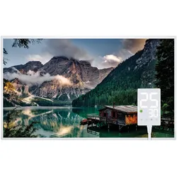 Heidenfeld Infrarotheizung HF-HP105, mit Bild, 16 Motive, 10 J. Garantie, Thermostat, Wandmontage (600 Watt, Bergsee)