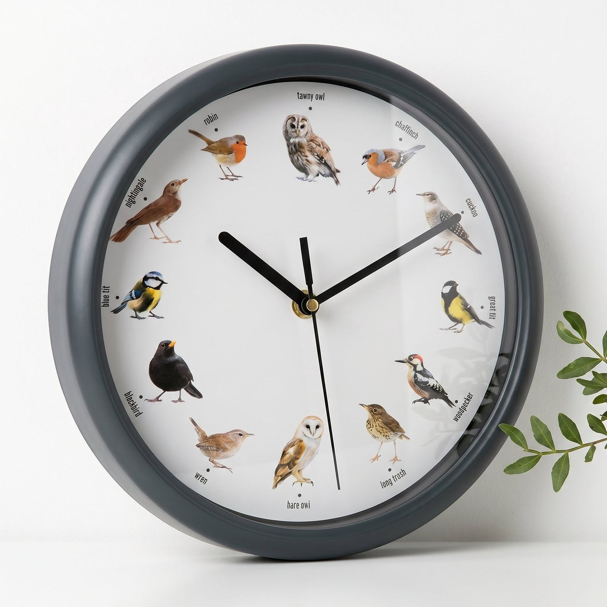 Cheqo Wandklok met Vogelgeluiden - Analoog - Zwart