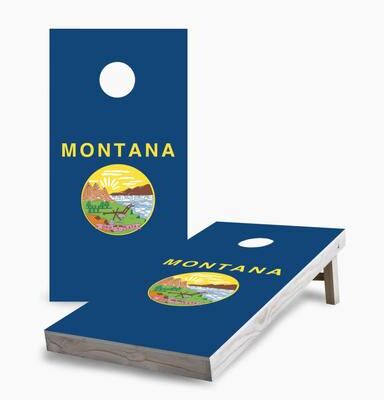 Skip's Garage Montana State Flag Cornhole Boards