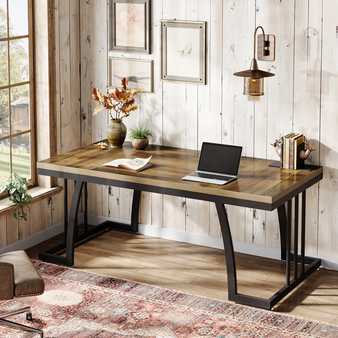 Blue Elephant 160Cm W Rectangle Writing Desk Brown 75cm H X 160cm W X 80cm D