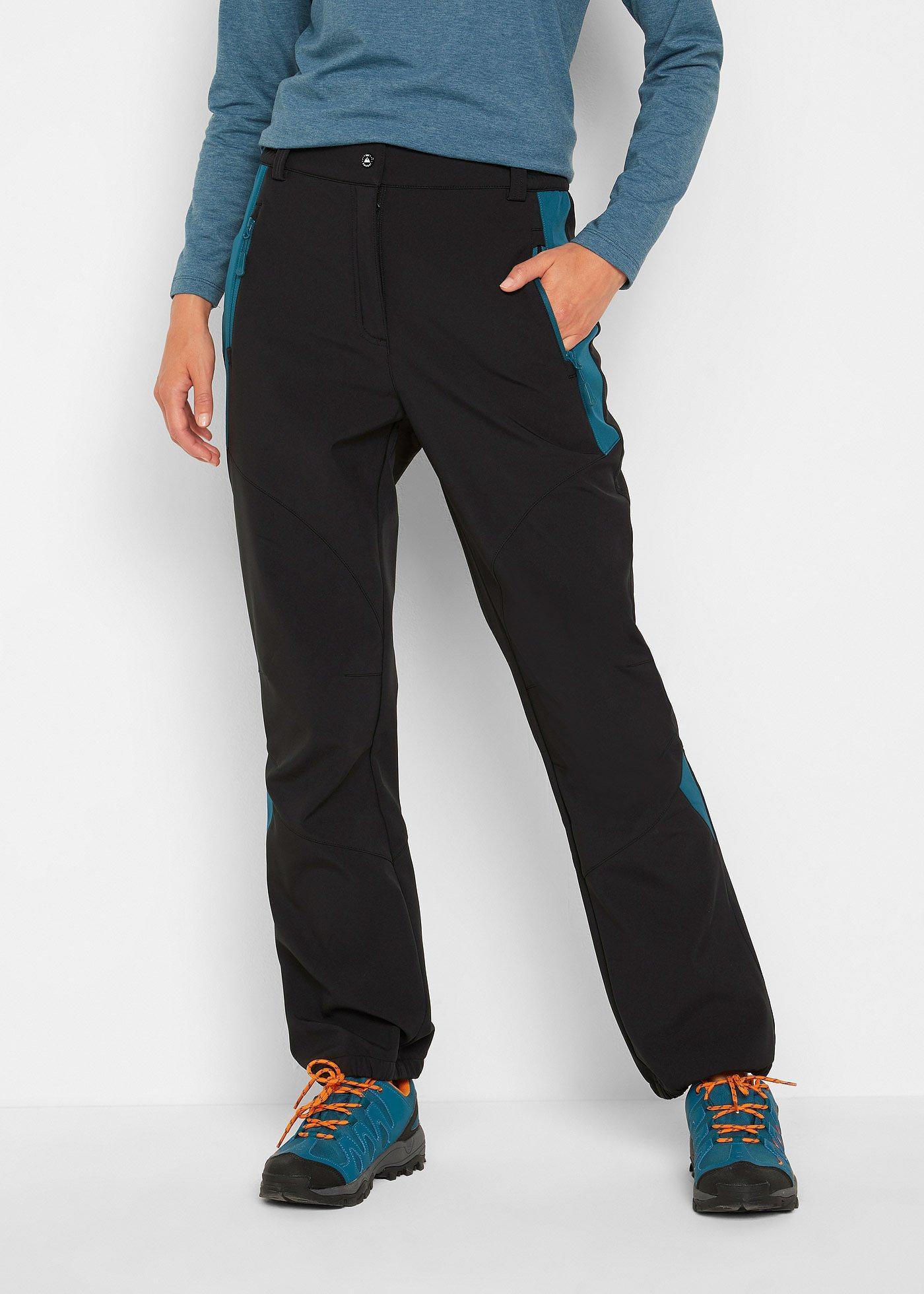 bonprix wasserabweisende Softshell-Hose, schwarz, Gr.50, Sportliche Softshell-Hose zum Wandern mit elastischen Einsätzen am Bund, Straight Fit, aus Softshell