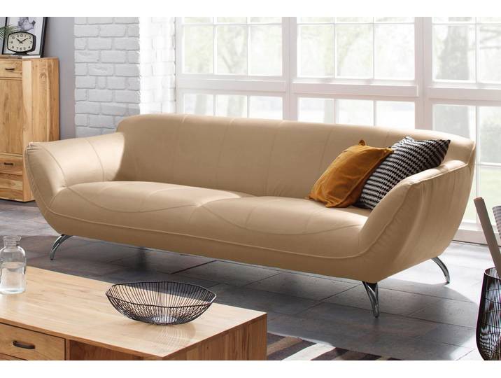 3-Sitzer GUTMANN FACTORY Venezuela , braun (hellbraun), B:245cm H:83cm T:115cm, Sofas