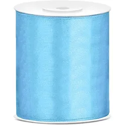 PartyDeco Satin Geschenkband hellblau 25m 100mm breit