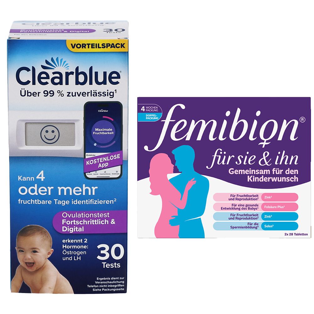 Clearblue Ovulationstest fortschrittlich & digital + Femibion für Sie Ihn 1 St Kombipackung