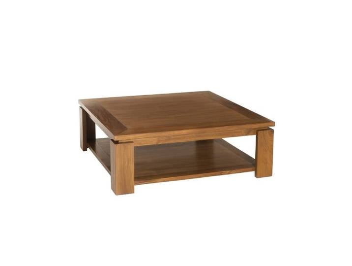 MACABANE AYAN - Table basse carrée marron sous plateau 90x90cm bois Teck