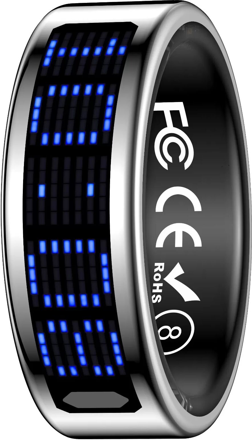 INF Bague Connectée avec Écran : Contrôle Tactile, Suivi Fitness et Télécommande Argent 10