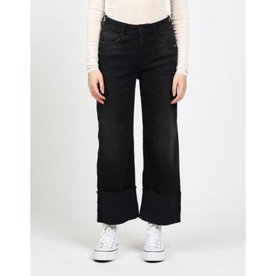 Culotte GANG "94JETTE CULOTTE", Damen, Gr. 31, Normalgrößen, schwarz (worn schwarz), 90% Baumwolle, 4% Elasthan, 6% Polyester, unifarben, gerade, unten schmal lang, Hosen Culotte, im 5-Pocket-Style