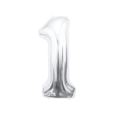 XL Folienballon Zahl 1 silber 85 cm