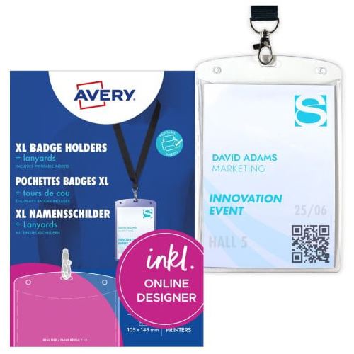 AVERY Zweckform Namensschilder mit Textilband 10,5 x 14,8 cm, 3 Blatt