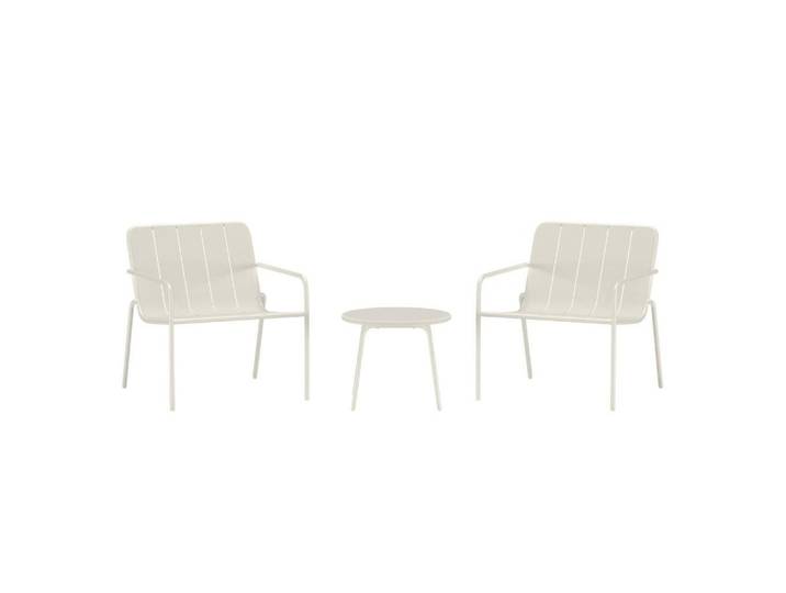 ebuy24 Lounge-Set, Minos, Tisch Beige, Stahl, 50 x 50 x 40 cm, 3-teilig, Metall, Gartenmöbel, Gartengarnituren, Gartenmöbel-Sets