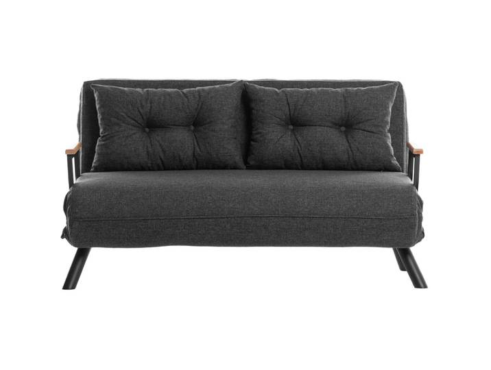 Bettsofa Foldbar dunkelgrau Leinen B 133 T 50 cm - Bettsofa