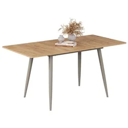 Vicco, Esstisch, Esstisch Beaver, Goldkraft Eiche/Greige, 120 x 80 cm ausziehbar (120 x 120 x 75 cm)