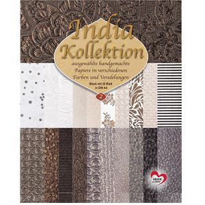 Ideen-mit-Herz Motivpapier India Kollektion II, A4, 160 g/m², mit Folienveredelung & Prägung 20 Motive, 20 Blatt