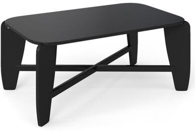 Costway Modern Coffee Table with Rubber Wood Cross-Leg Base Rectangular Center Table-Black