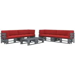 vidaXL 6-tlg. Paletten-Lounge-Set Grau Imprägniertes Kiefernholz