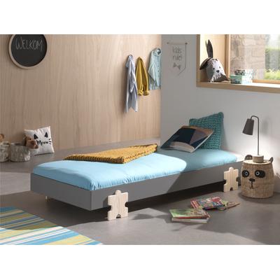 Kinderbett VIPACK "Modulo, stapelbares Einzelbett, inkl. Rolllattenrost, 2 Farben", grau, B:93,8cm H:27,5cm L:203,6cm, Betten, Jugendbett Kinderbett Bettgestell, Liegefläche 90/200 cm, einzeln oder als 2-er Set erhältlich