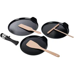 GRÄWE Crêpes Pfannenset 7-teilig, inkl abnehmbarer Griff, Crêpes Zubehör