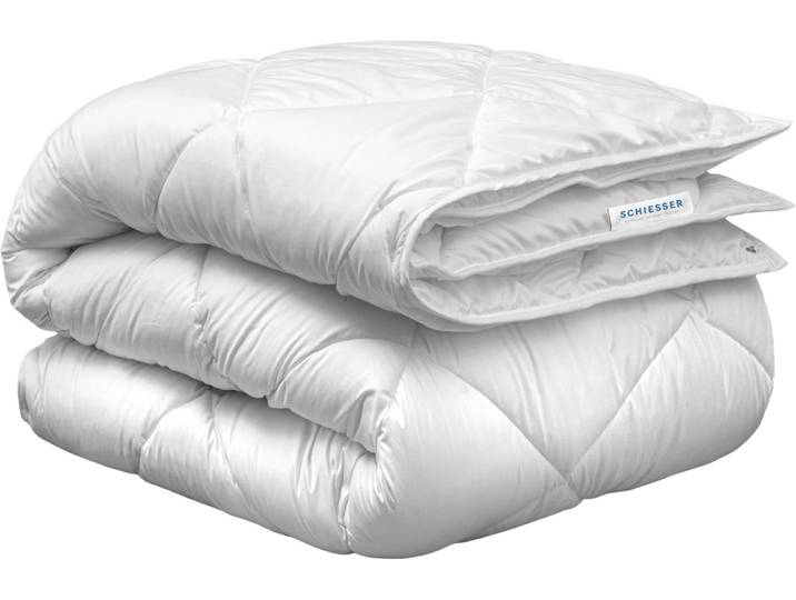 4-Jahreszeitenbett SCHIESSER Lykke - 2 zusammenknöpfbare Steppdecken für Sommer und Winter , weiss (weiß), B:155cm L:220cm, Bezug: 100% Baumwolle. Füllung: 100% Polyester, Bettdecken, 4-Jahreszeitenbett, STANDARD 100 by OEKO-TEX zertifiziert