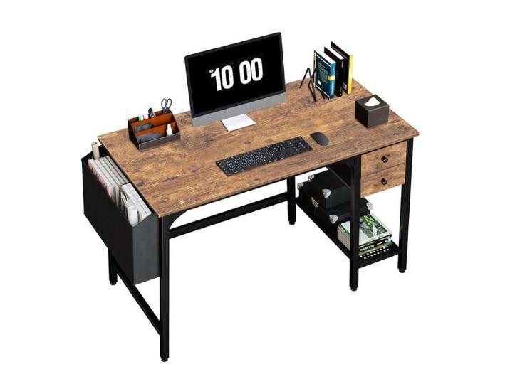 Petit bureau avec 2 tiroirs Table PC Bureau avec étagère et espace de rangement Petit bureau pour table de bureau Salle