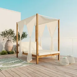 Sonneninsel Nicola Creme Holz/Outdoorstoff