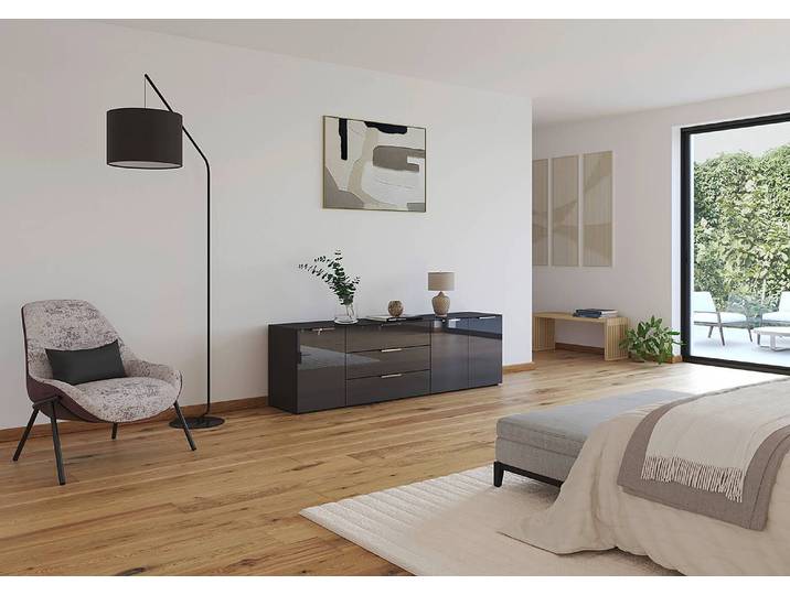 TV-Lowboard Flipp Glas Typ B Front & Deckplatte: Glas Korpus: Spanplatte, lackiert Korpus: MDF Mitteldichte Holzfaserplatte , lackiert