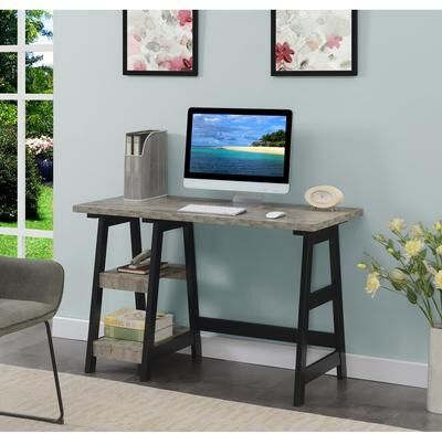 Convenience Concepts Designs2Go Trestle Desk with Shelves