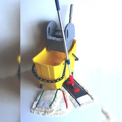 CleanSV© Wischset Bay gelb 40 cm - Reinigungswagen mit Presse, ein Mopset 40 cm : bestehend aus 3 x 40 cm Baumwollmops, 40 cm Mophalter und Profi