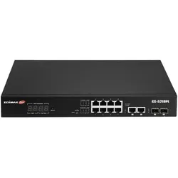edimax Switch 12x GE GS-5210PL (12 Ports), Netzwerk Switch, Schwarz