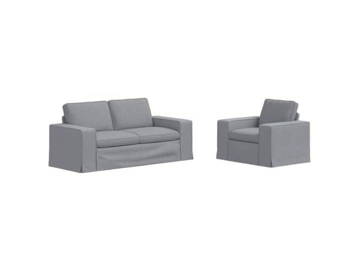 KUTYWEXFM Sofa Set 2-Teilig Couchgarnitur Hellgrau Modulsofa 182cm + 103cm Flexible 2er Modul-Couch mit Stoffbezug und Brötchenfüßen für stilvolle Gemütlichkeit im Wohnzimmer oder Schlafzimmer.