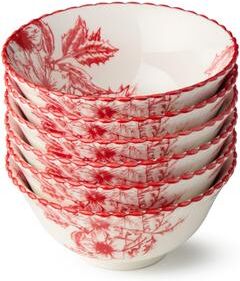 "Certified International Crimson Noel Set of 6 All Purpose Bowl 4.75in 6 asst - 4.75"" L x 4.75"" W x 2.25"" H"