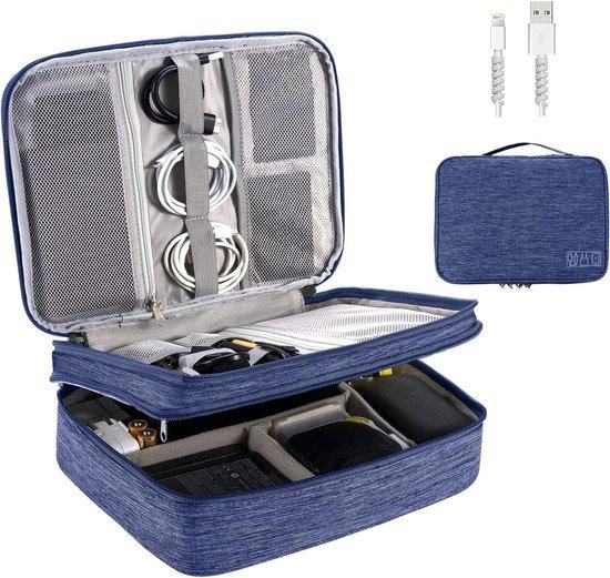 Multifunctionele kabeltas organizer voor elektronische accessoires - Blauw