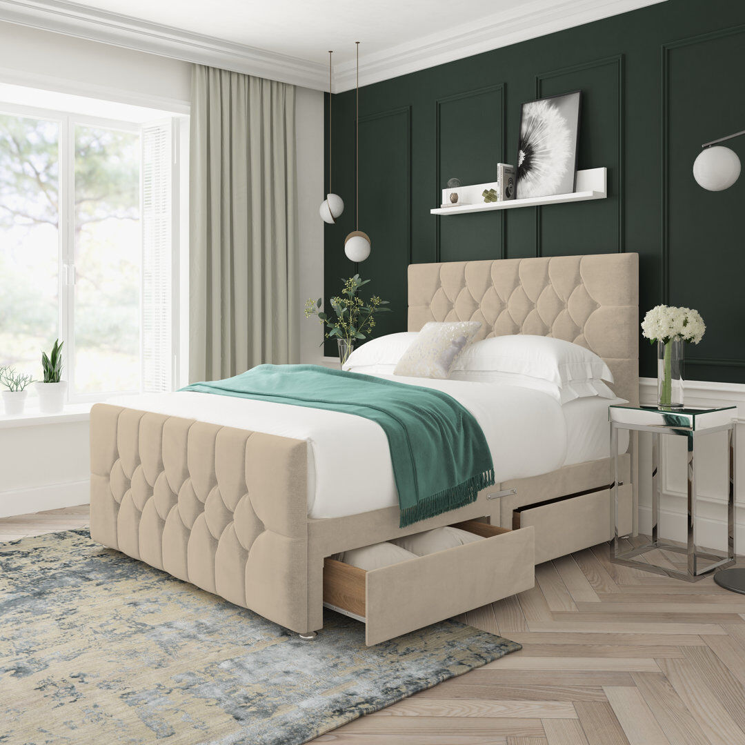 17 Stories Upholstered Divan Bed Beige Single (3')