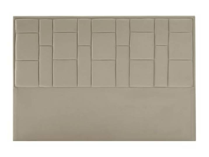Vente-unique - Bettkopfteil 2 Personen Hermine - Samt Taupe Art Déco Stil Taupe Samt, Stoff