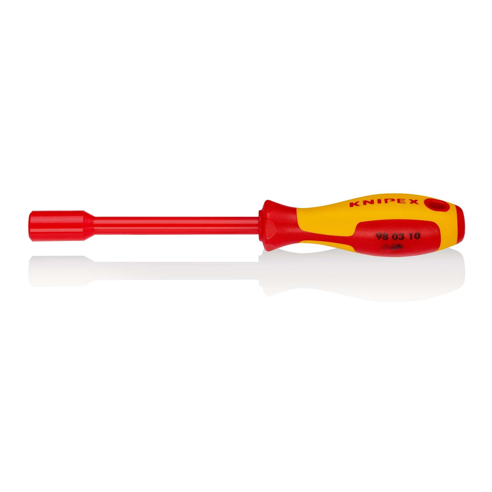 KNIPEX 98 03 10 Steckschlüssel mit Schraubendreher-Griff isoliert mit Mehrkomponenten-Hüllen, VDE-geprüft brüniert 237 mm)