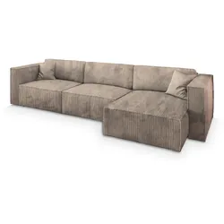 ECKSOFA TOLMO P Beige Kordstoff mit Schlaffunktion