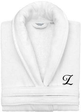 Authentic Hotel and Spa 100% Turkish Cotton Personalized Unisex Anovia Velour Bathrobe - Black Script Font
