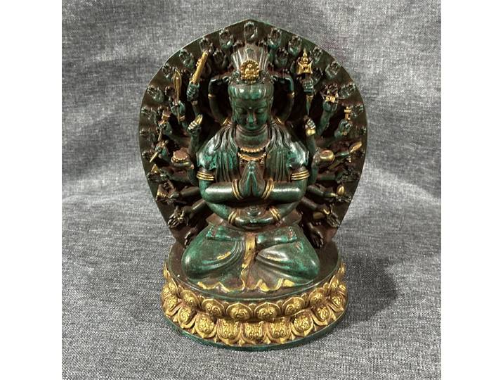 Sculpture de Jade Antique faite à la main Xiuyu, ornement Guanyin à mille mains, décoration de bureau pour la maison de Collection chinoise
