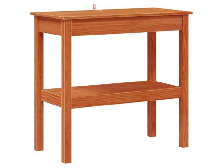 Makastle Konsolentisch, schmaler Sofatisch Wachsbraun 80 x 40 x 75 cm Massives Kiefernholz