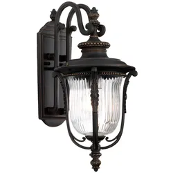 Außenleuchte Wandlampe Laterne Bronze gerieben Stahl Glas H 45,7 cm IP44 1x E27