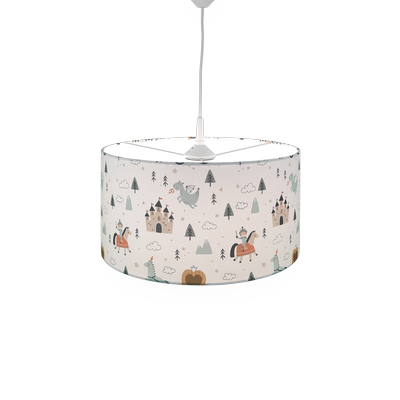 NIERMANN Hängeleuchte "Stoff-Pendelleuchte mit Motiv "Ritter Theo", Kinderzimmer, Kinderlampe", bunt (weiß, bunt), 1, Ø 35cm, 1 Stk., Leuchten, Stoffschirm, höhenverstellbare Pendelaufhängung, Made in Germany, Hängeleuchte
