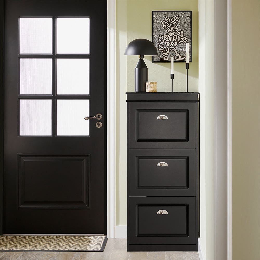 SoBuy Zapatero con 3 puertas abatibles mdf negro