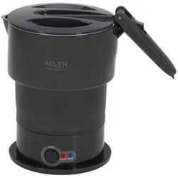 Adler AD 1377 Reise Wasserkocher 0,6 L faltbares Silikongehäuse Camping grau