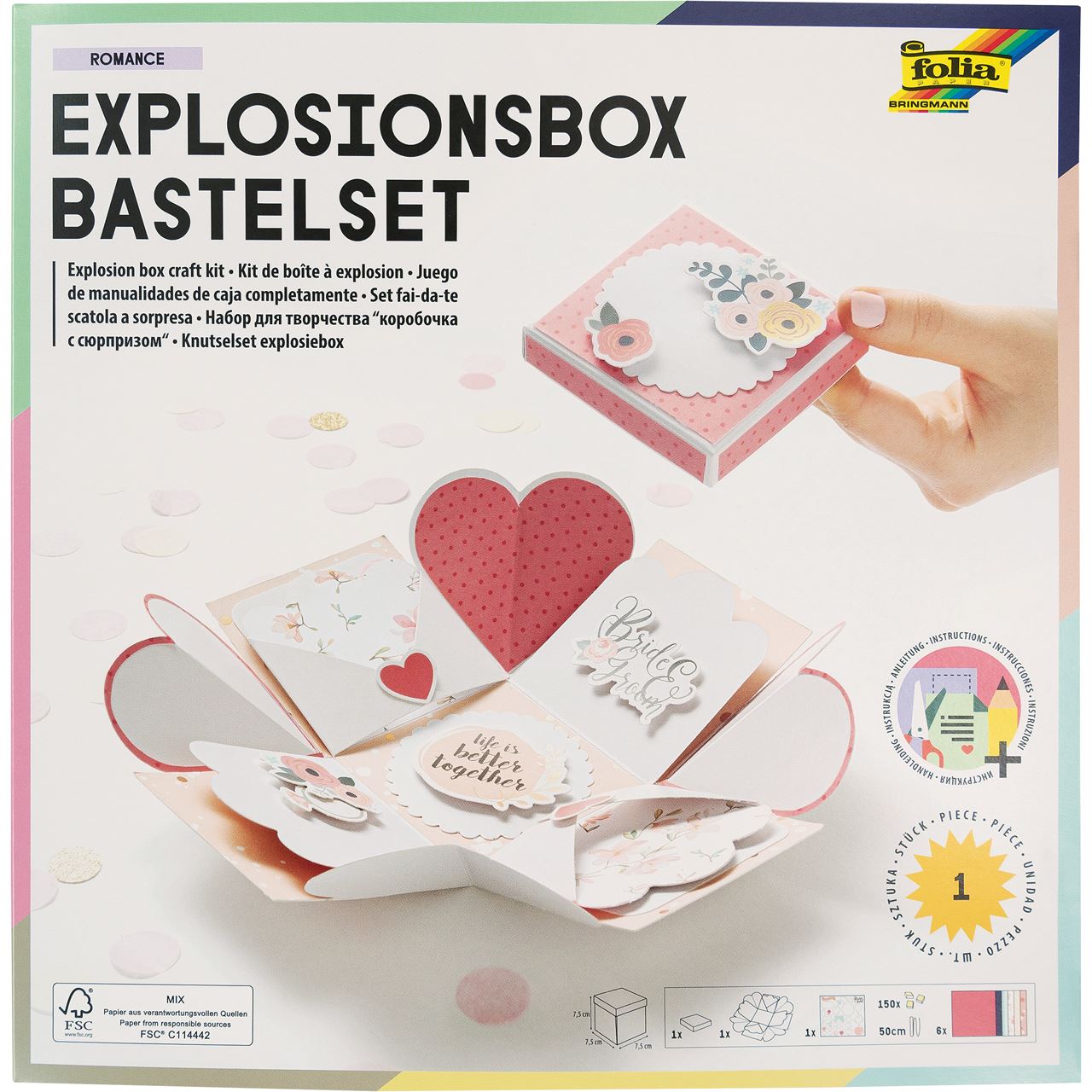 folia Bastelset Explosionsbox Romance 46 tlg. blau