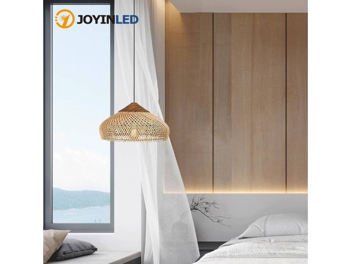 JOYINLED lampe suspendue en rotin 40CM lustre en osier tissé à la main Style japonais pour salle à manger cuisine île chambre plafonnier